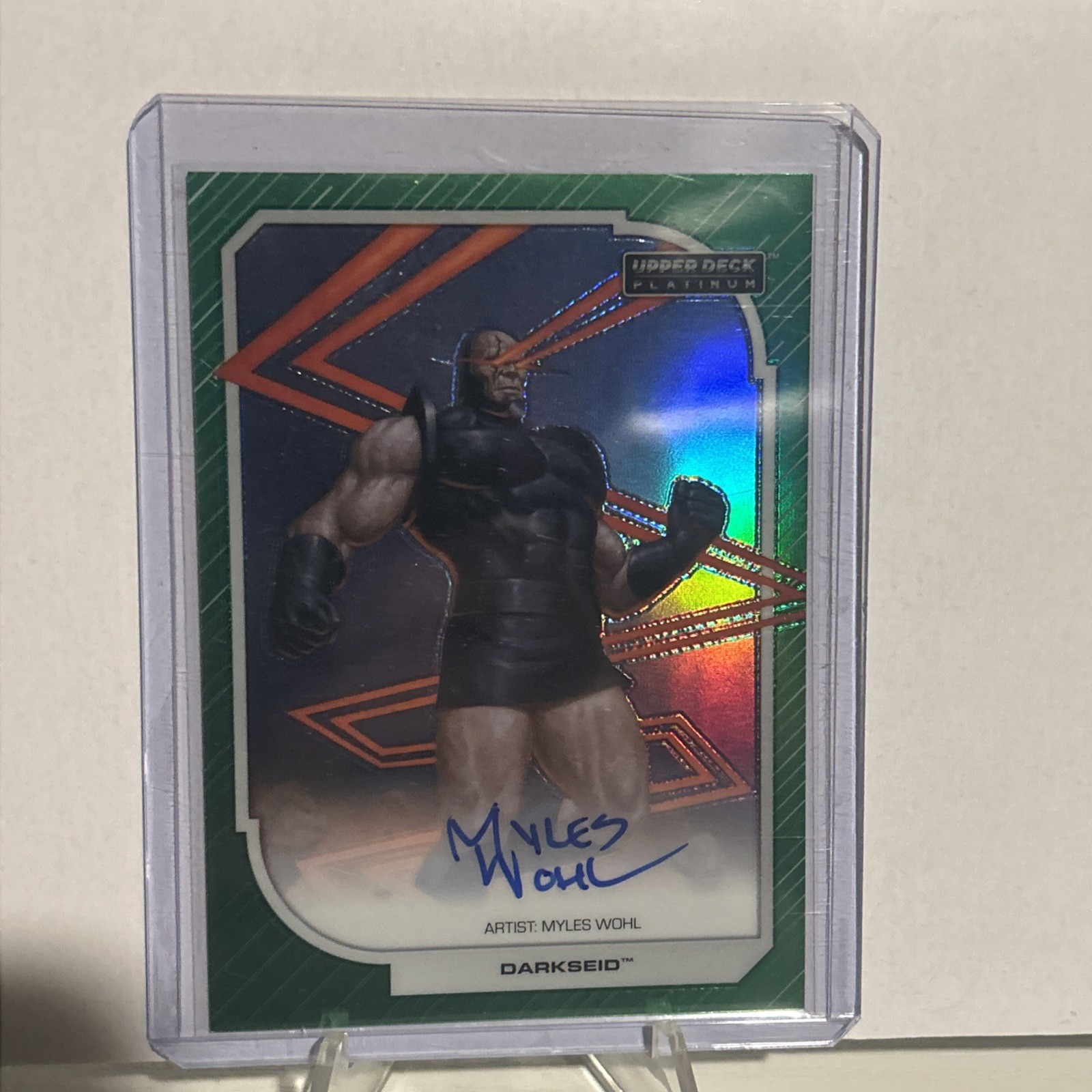 2026 UD Platinum: DC Darkseid #3 Myles Wohl Green Rainbow Artist Auto 7/10