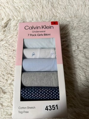 Calvin Klein Girls 7 Pack Bikini Underwear Size M Cotton Stretch Assorted NEW