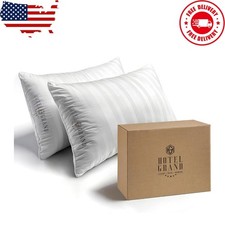 Hotel Grand White Feather Down Pillows King Size / 2 Packs, White/Soft