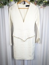 HOUSE OF CB Ladies Size UK Small White Studded Smart/Casual Dress Boxed PRELOVED