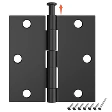 HOSOM 6 Pack Black Door Hinges 3.5 Inch with Square Corner, Matte Black Inter...