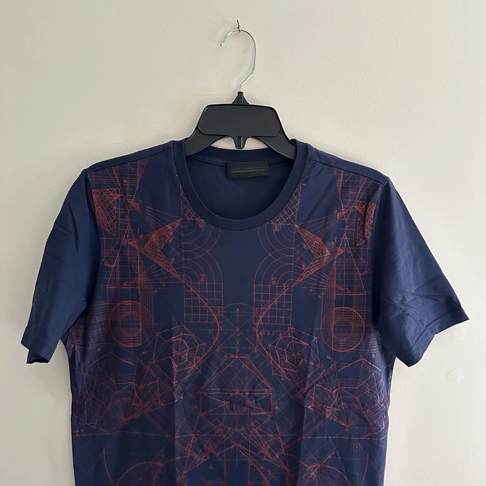 Camiseta Diesel Negra Dorada Para Hombres Talla M Cuello Redondo Camisa Manga Azul Marino-Rojo Gráfico Foto 4 de 4