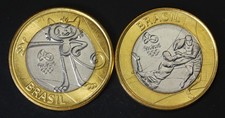 BRAZIL 1 Real 2015/2016 - Bi_Metallic - Olympics - 2 Coins. - 2336