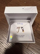 Disney Mickey Mouse Silver Plated Charm Necklace New In Box