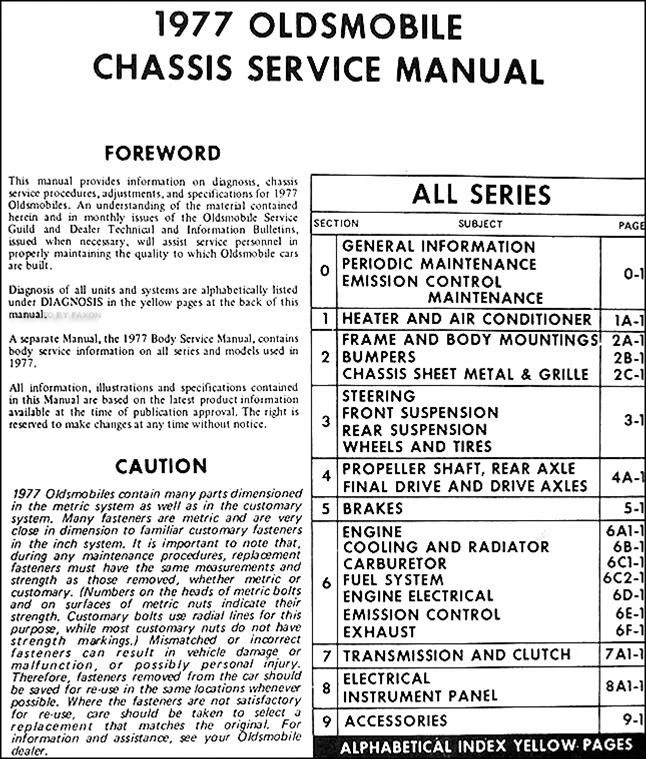 1977 Oldsmobile PDF USB维修店手动维修服务 — 第 2/3 张图片