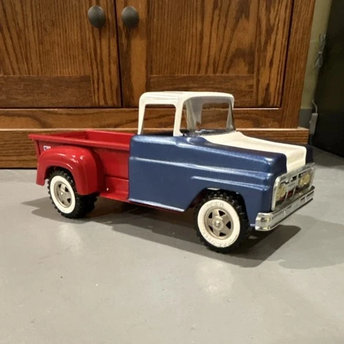 Tonka Dually Pickup Truck Red Blue White Vintage 1962 , custom dual rear wheels