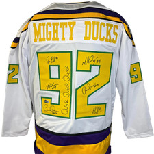 Mighty Ducks Cast Autographed (White #92) Cus...