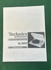 Technics SL-1600 Turntable Owners Manual