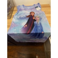 Disney Frozen 2 Anna Elsa Nightgown Girls Size 10/12 Blue Flutter Sleeve Pajamas