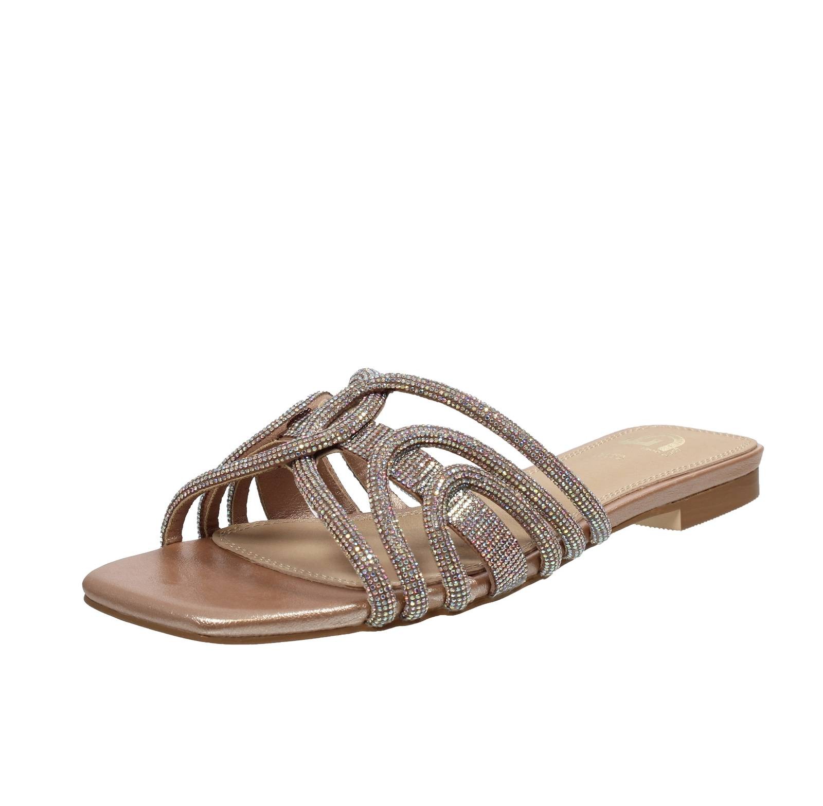 Золотые сандалии в бежевых стразах - Taglia 40 [25,1 см] Scarpe Donna Sandali