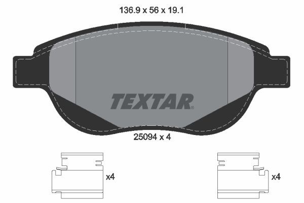 NEU - Textar 2509401 Bremsbelagsatz, Scheibenbremse FüR CitroËN Peugeot-image