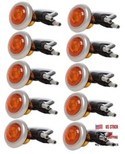 10x 3/4" Amber Light Round For Mini LED Clearance Light LED Front Rear Side