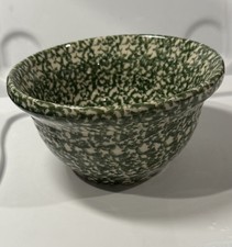 Gerald E. Henn Blue Spongeware Pottery 8” Mixing Bowl Stoneware Roseville OH