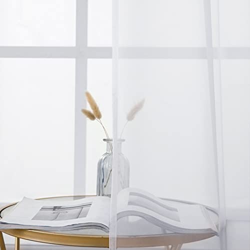 2 Panels Kitchen Tiers Half Window Sheer 29"W x 40"L (Pack of 2) White - Picture 6 of 7