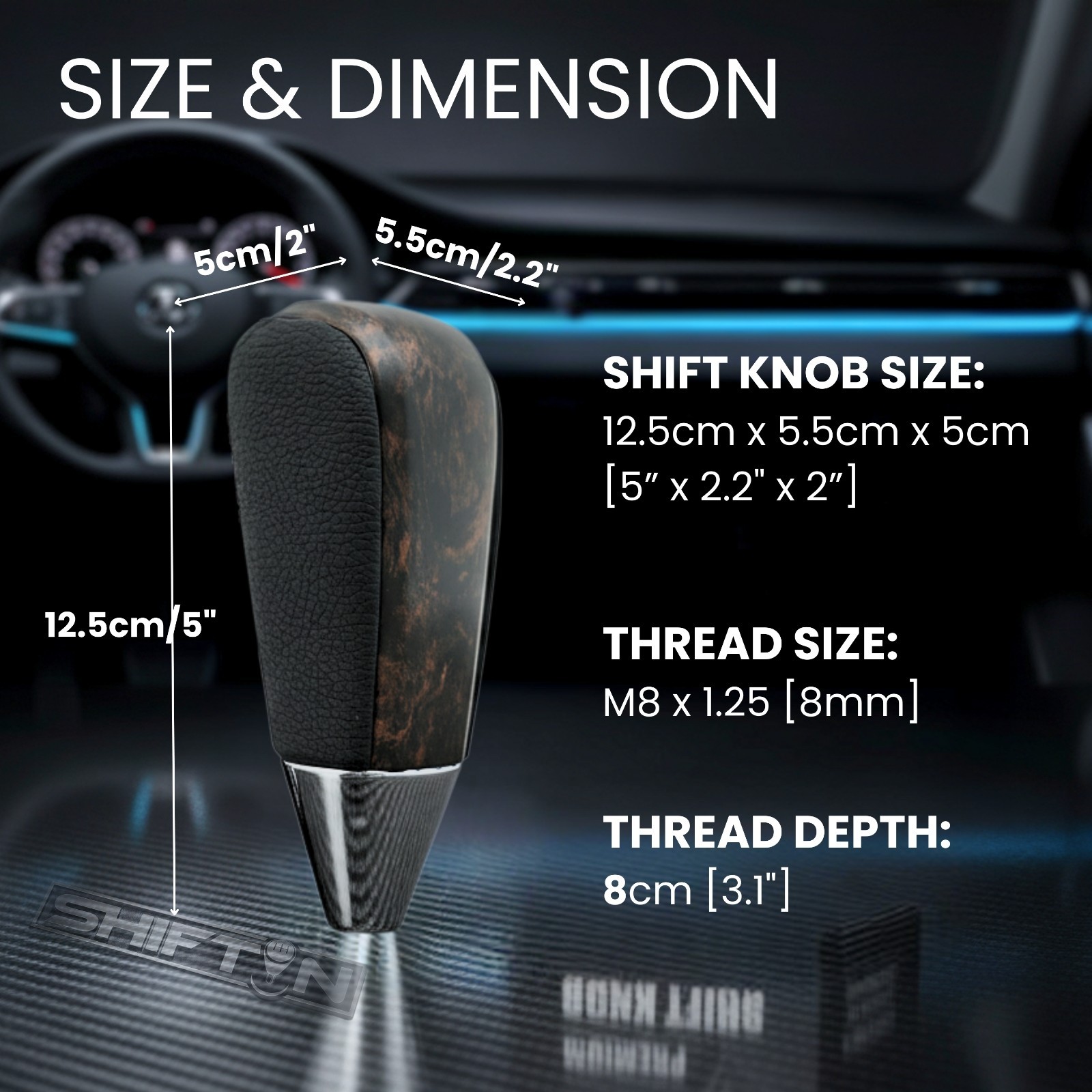 Dark Wood Grain Gear Shift Knob for Toyota 4Runner Tacoma Tundra Lexus LX570 470