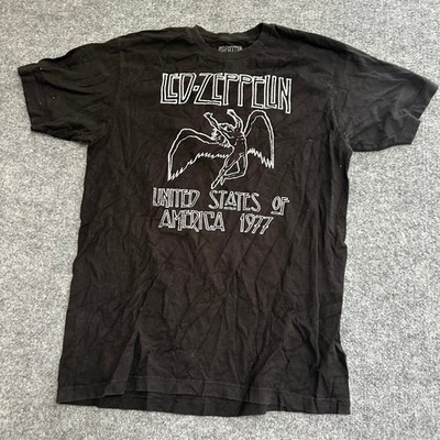 Led Zeppelin T-Shirt Mens Size L Black Swan Song Icarus 1977 US Tour Graphic Tee