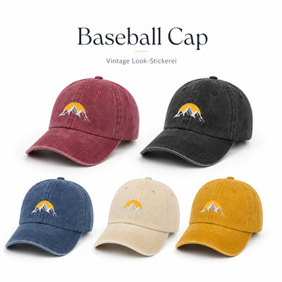 Vintage Baseball Cap Summer High Quality Embroidered Mountain Motif Adjustable Mens