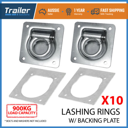 10X Heavy Duty Lashing Ring Tie Down Anchor Point Flush w/ Backing Plate Trailer - Picture 1 of 9