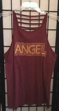 NWT VICTORIA'S SECRET BURGUNDY ROSE GOLD LOGO LADDER STRAPPY BACK TANK TOP SHIRT
