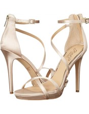 Badgley Mischka Jewel Sandals Heels 10 Galen Champagne Satin NEW With Box