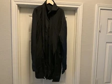 Women V Neck Button Down Shirt Dress Side Slit Long Sleeve Sexy Casual Black Blo