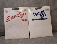 Vintage Hanes Pantyhose 2 Pair Navy Brown Great Legs Silky Sheers Size CD New