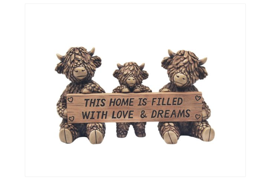 Lesser & Pavey Hughie Highland Cow - Home is filled with love & dreams