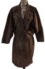 Joe Benbasset women 2 Piece Brown Suit Separates Jacket Skirt Medium AA344