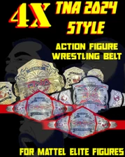 Four TNA 2024 Style Championship Belts In Colors Wrestling Figures Mattel 4 nwa