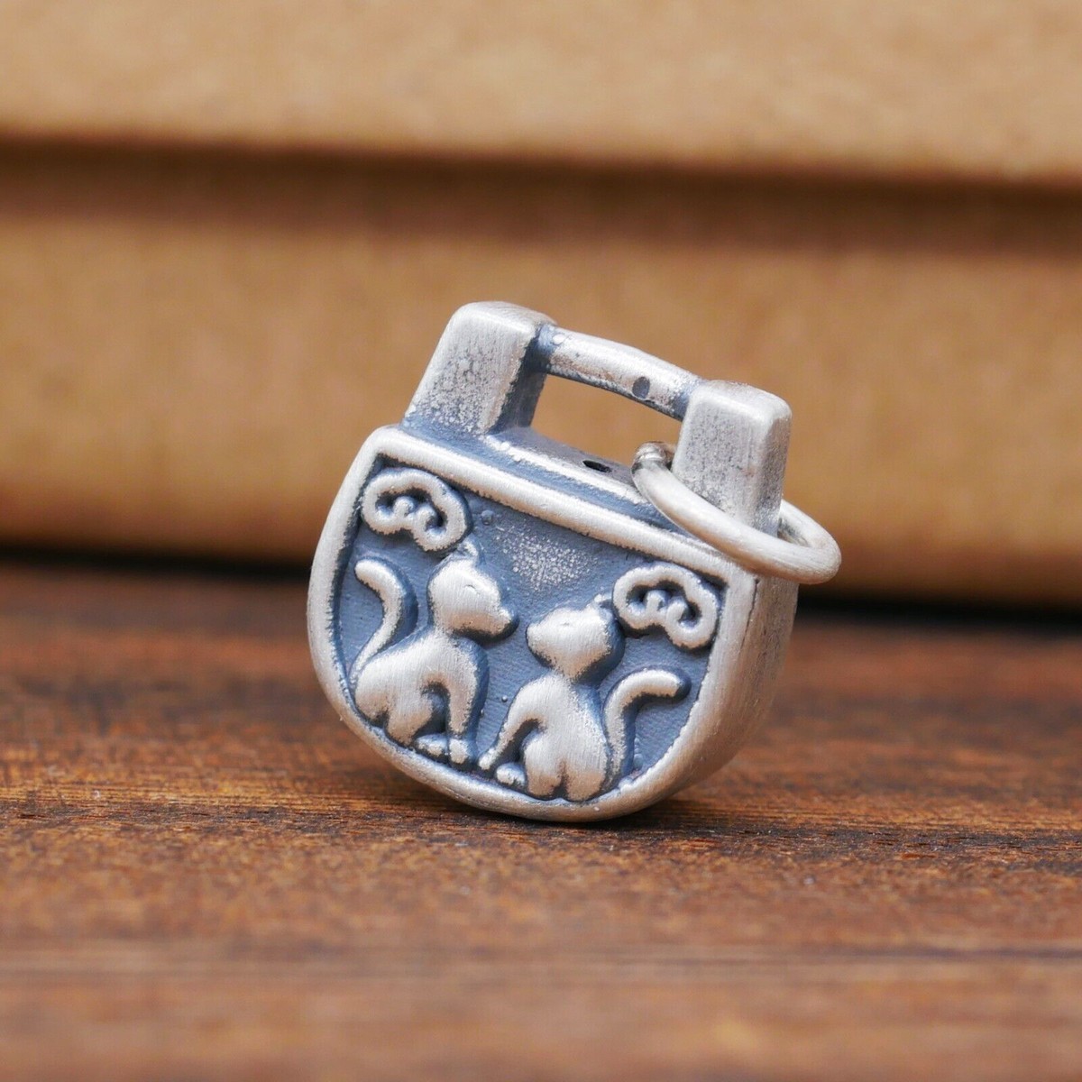 925 Sterling Silver Cute Cat Lock Pendant A5157 | eBay