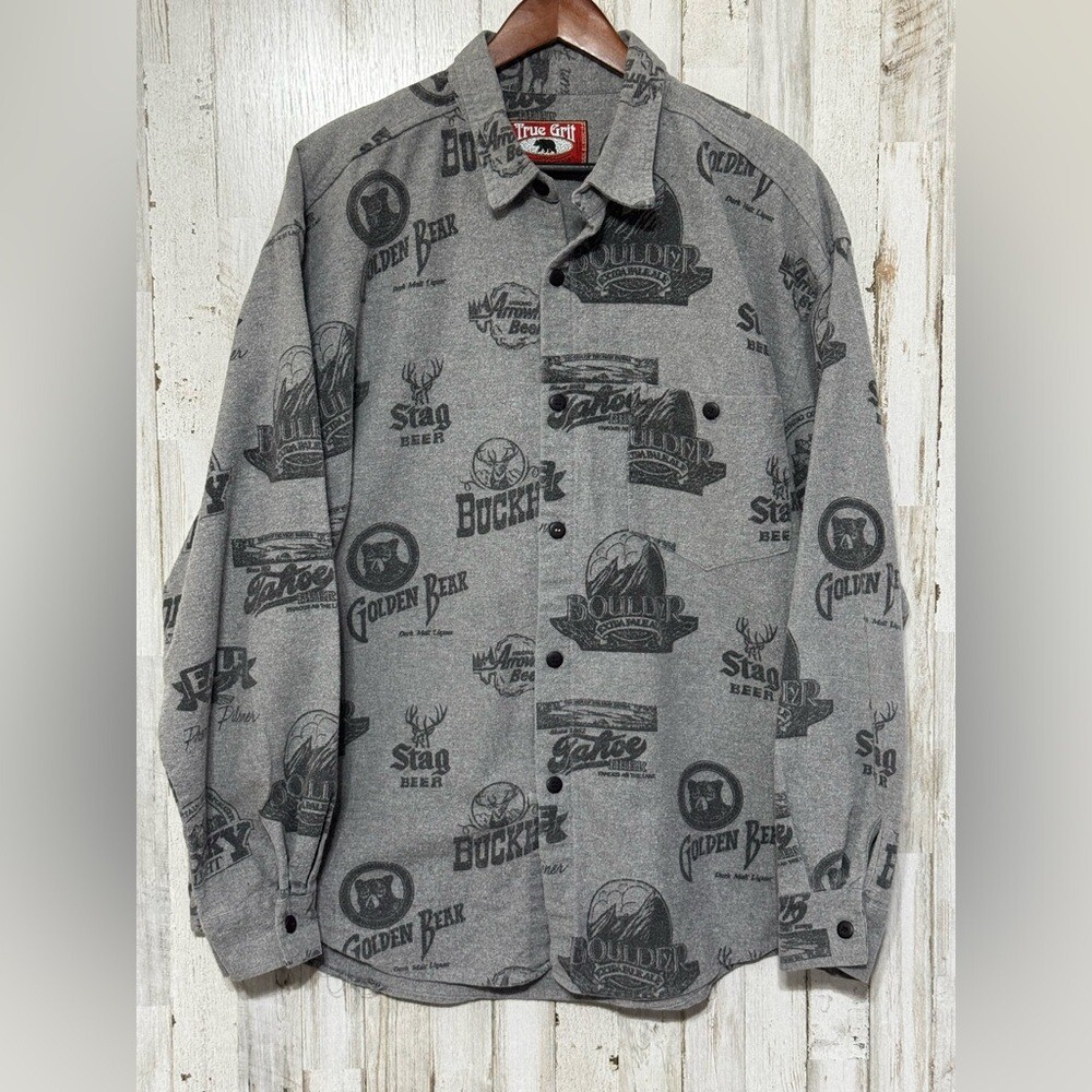 True Grit Beer Print Flannel XL