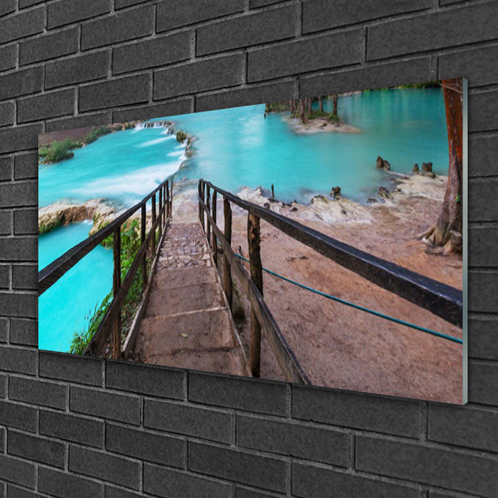Tableau verre 100x50 cm paysage lac pour créer un coin détente dans votre salon