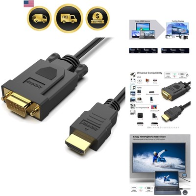 6FT Male to Male HDMI to VGA Cable - Superior Signal Stability for All Devices