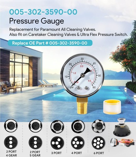 Repuesto para manómetro de válvula de agua Paramount (005-302-3590-00) 60 PSI - Imagen 4 de 7