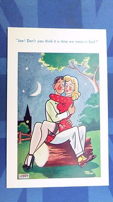 Freche Comic Postkarte 50er Jahre Nylons Strümpfe blond Stiletto High Heel Schuhe 
