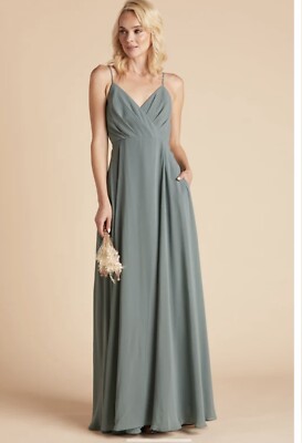 Birdy Grey KAIA DRESS CHIFFON SEA GLASS Bridesmaid LARGE NEW NWT | eBay