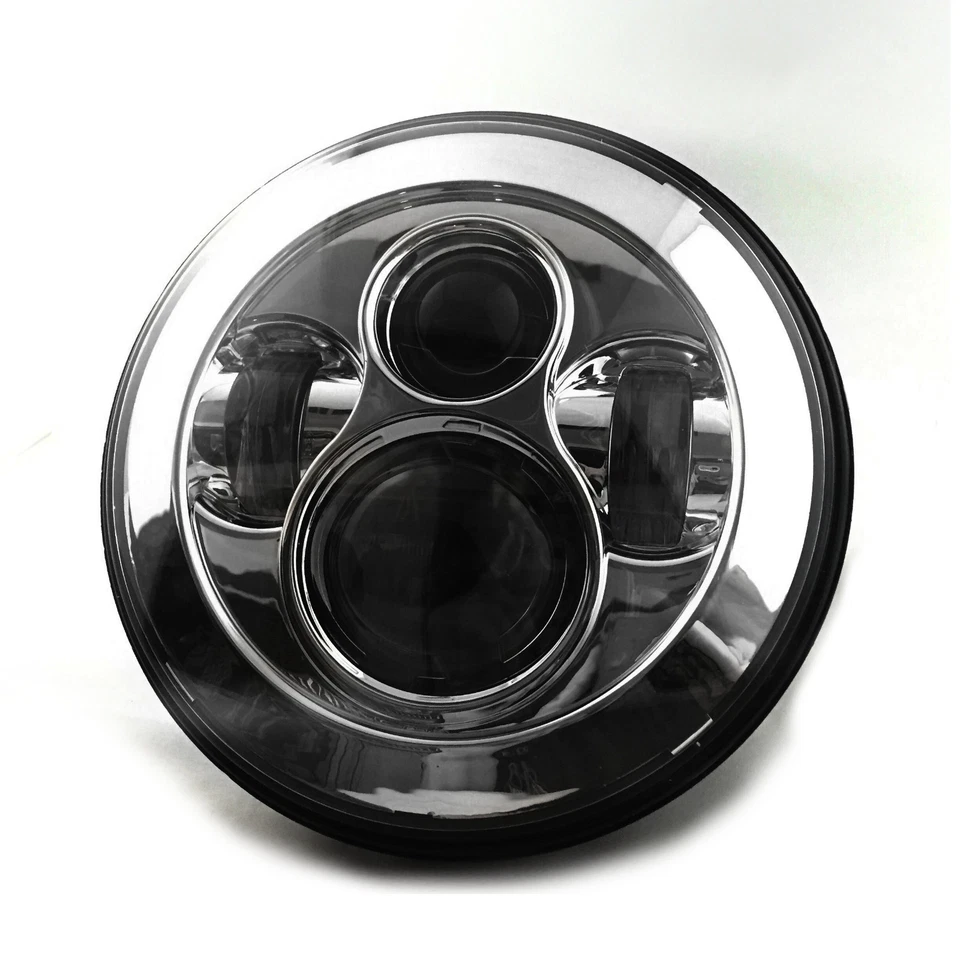 Хромированные круглые светодиодные фары 7 дюймов - (2) ремни безопасности от мерцания для Jeep Wrangler - Изображение 3 из 4