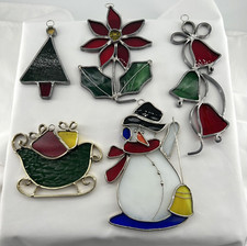 Set of 5 Stained Glass Christmas Sun Catchers
