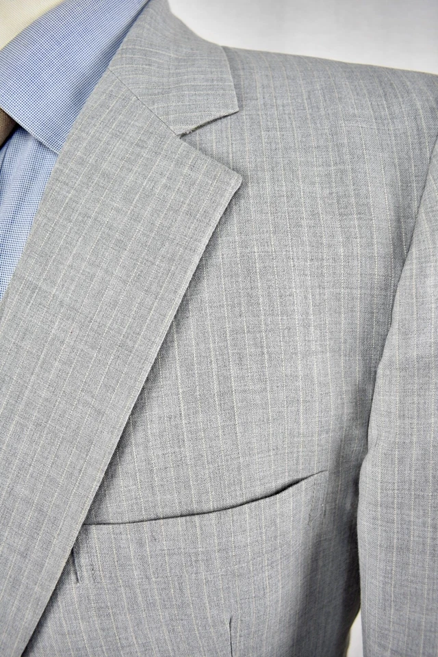 Traje Foreman & Clark años 70-80 gris claro a rayas dos botones tres piezas talla: 42S Foto 4 de 4
