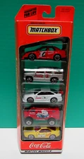 COCA-COLA 1998 MATCHBOX 5 PACK GIFT SET BY MATTEL WHEELS NEW IN BOX #35999