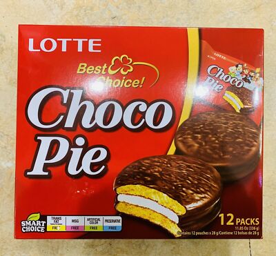 Lotte Choco Pie Chocolate Covered Cake Dessert - 48 pcs - Pack of 4
