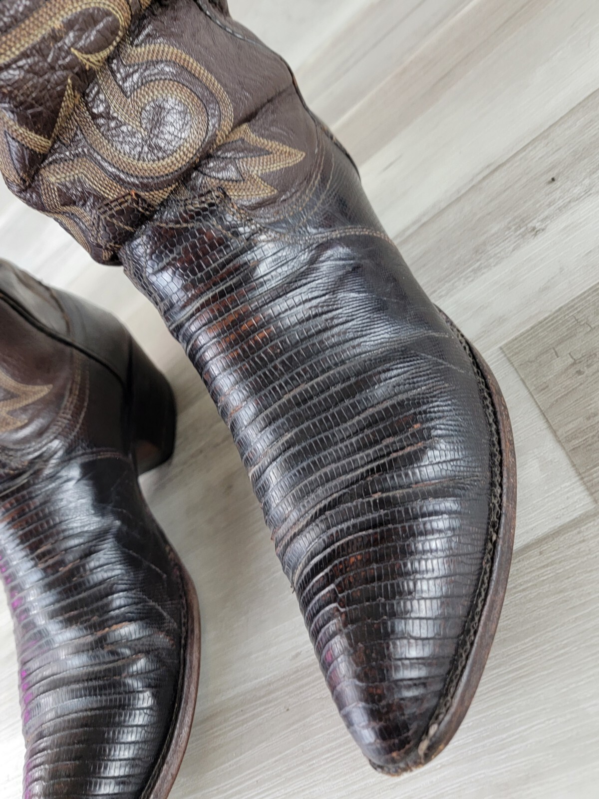 Vintage Dan Post Sea Bass Exotic Skin Cowboy Western Boots Mens 12 D USA Made eBay