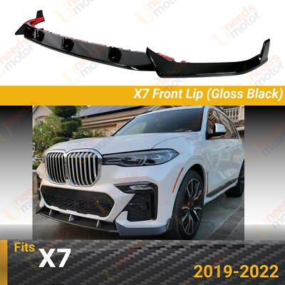 For 2019-2022 BMW X7 Gloss Black Competition Performance Style Front Bumper Lip
