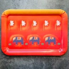 Floral Elephant Melamine Serving Tray Made in Italy 18" x 12"