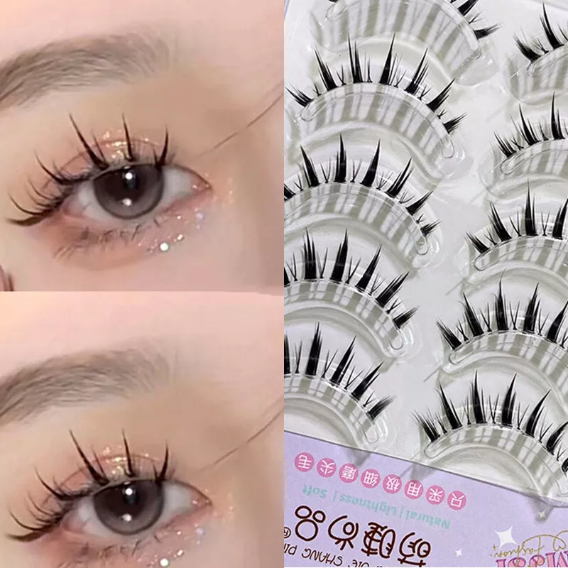 Manga Lashes 10 Pairs Full Strip Natural False Eyelashes Little Devil Anime  Fake Eyelashes Cross Long Lash Extension Eye Makeup