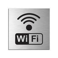 Schild Wifi / W-LAN 120X120 Mm Aluminium GebüRstet Edelstahloptik Selbstklebend