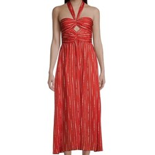 $395 NWT SACHIN & BABI Reid Orange Shibori Stripe Halter Maxi Dress Sleeveless 6