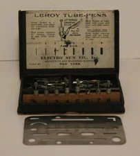 Vintage Leroy Tube Pens Parts set Drafting Kit With Tips Box