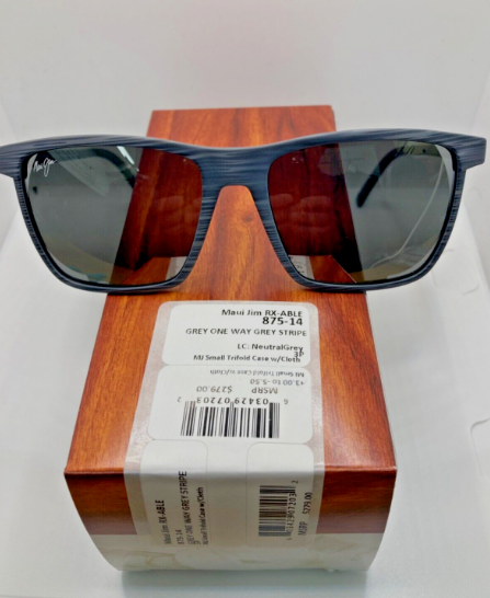 NEW MAUI JIM 875-14 ONE WAY GRAY STRIPENEUTRAL GREY LENS POLARIZED