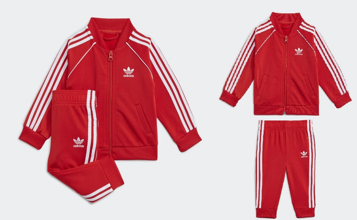 ADIDAS ORIGINALS SST ZIP UP TRACKSUIT BOYS KIDS UNISEX H35600 RED AGE 12-36M